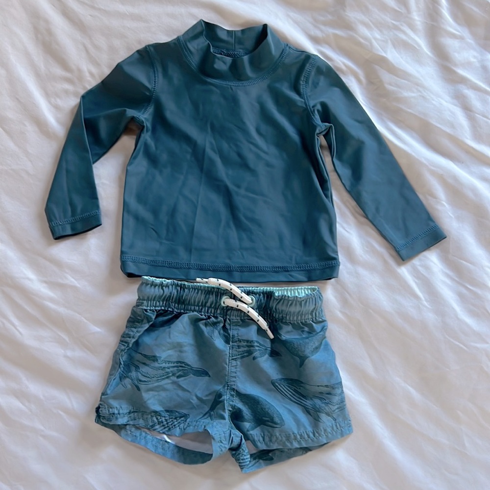 Little planet by carters swim trunks and rashguard 9M